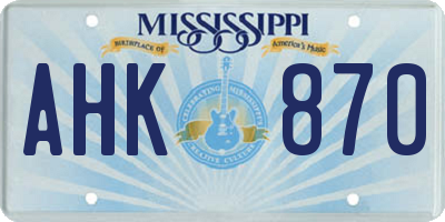 MS license plate AHK870