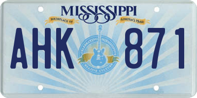 MS license plate AHK871