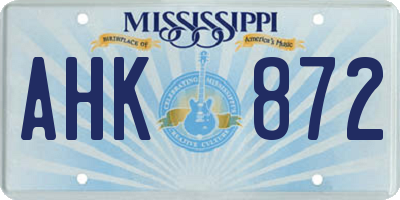 MS license plate AHK872