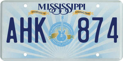 MS license plate AHK874