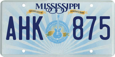 MS license plate AHK875
