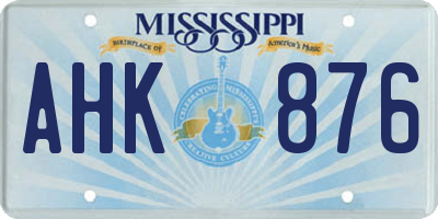 MS license plate AHK876