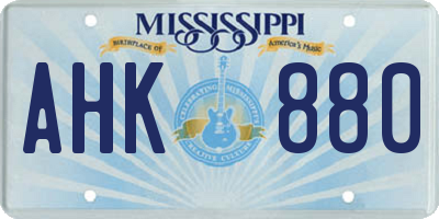 MS license plate AHK880