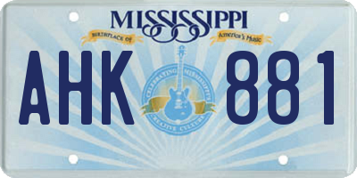 MS license plate AHK881