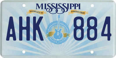 MS license plate AHK884