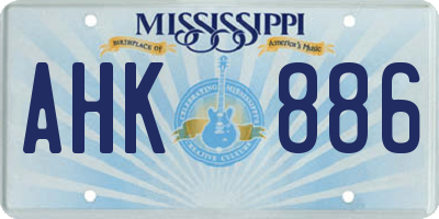 MS license plate AHK886