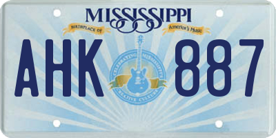 MS license plate AHK887