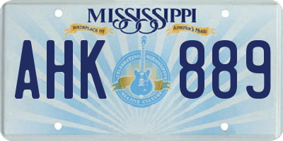 MS license plate AHK889