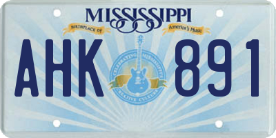 MS license plate AHK891