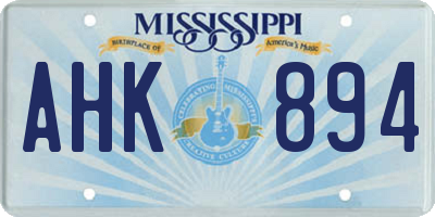 MS license plate AHK894
