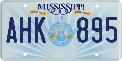 MS license plate AHK895