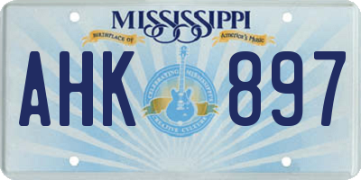 MS license plate AHK897
