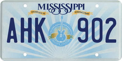 MS license plate AHK902