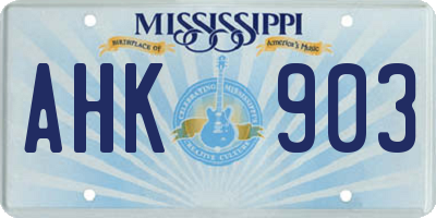 MS license plate AHK903