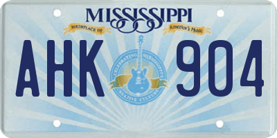 MS license plate AHK904