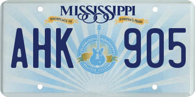 MS license plate AHK905