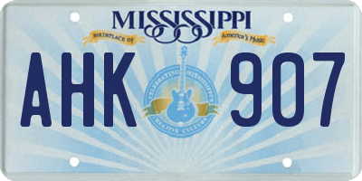 MS license plate AHK907