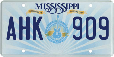MS license plate AHK909