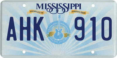 MS license plate AHK910