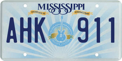 MS license plate AHK911