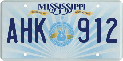 MS license plate AHK912