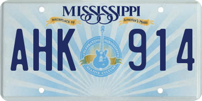 MS license plate AHK914