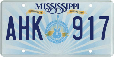 MS license plate AHK917