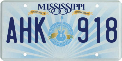 MS license plate AHK918