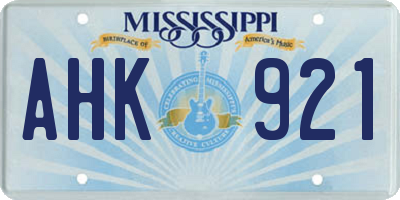 MS license plate AHK921