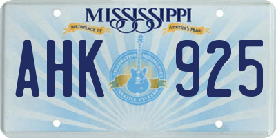 MS license plate AHK925