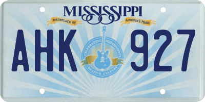 MS license plate AHK927