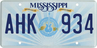 MS license plate AHK934