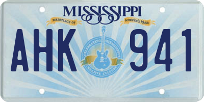 MS license plate AHK941
