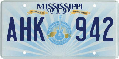 MS license plate AHK942