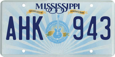 MS license plate AHK943
