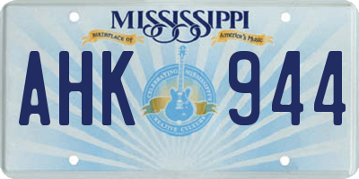 MS license plate AHK944