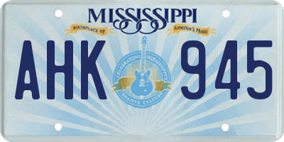 MS license plate AHK945