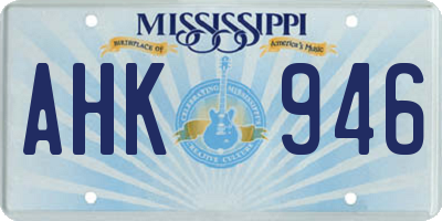 MS license plate AHK946