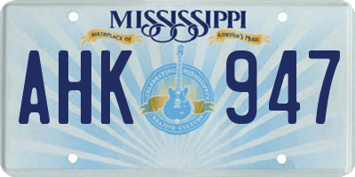 MS license plate AHK947