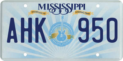 MS license plate AHK950