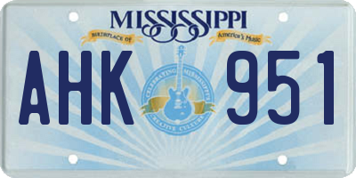 MS license plate AHK951