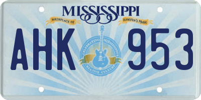 MS license plate AHK953