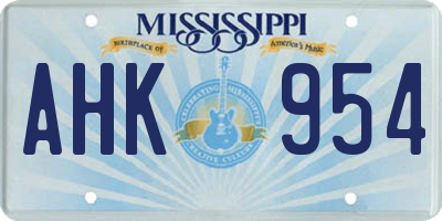 MS license plate AHK954