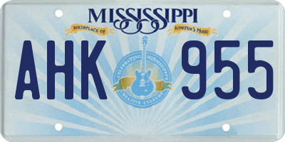 MS license plate AHK955