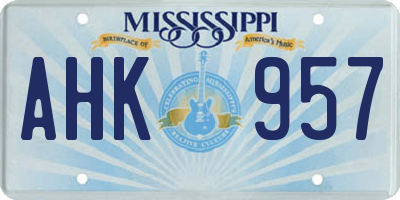 MS license plate AHK957