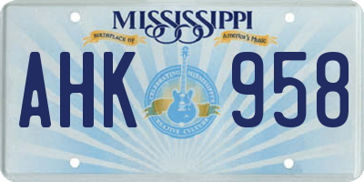 MS license plate AHK958