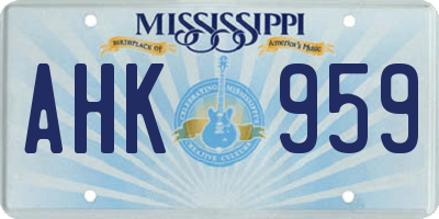 MS license plate AHK959