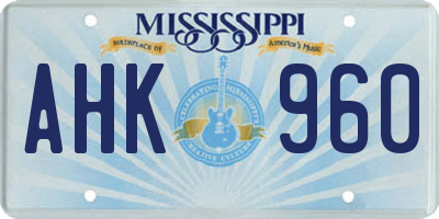 MS license plate AHK960