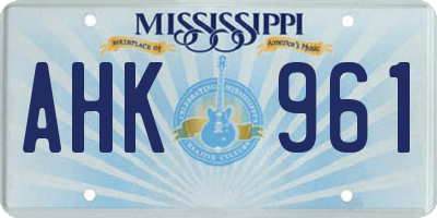 MS license plate AHK961