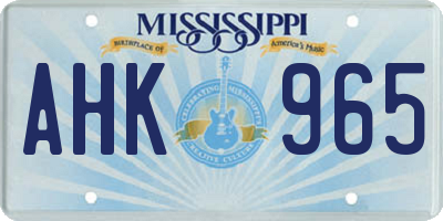 MS license plate AHK965